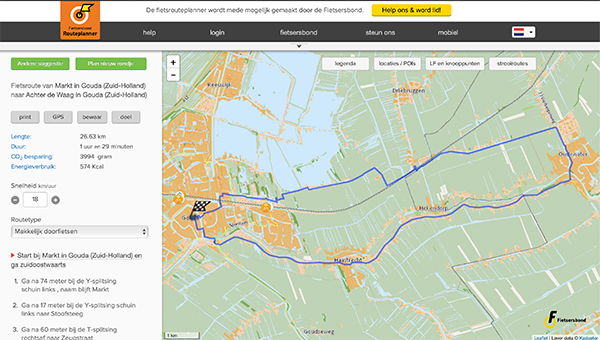 Fietsrouteplanner Fietsersbond